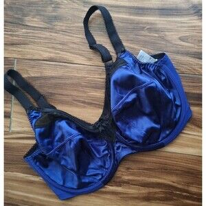 Goddess 6090 Full Cup Support Bra Underwire Size 36G Royal Blue Mesh